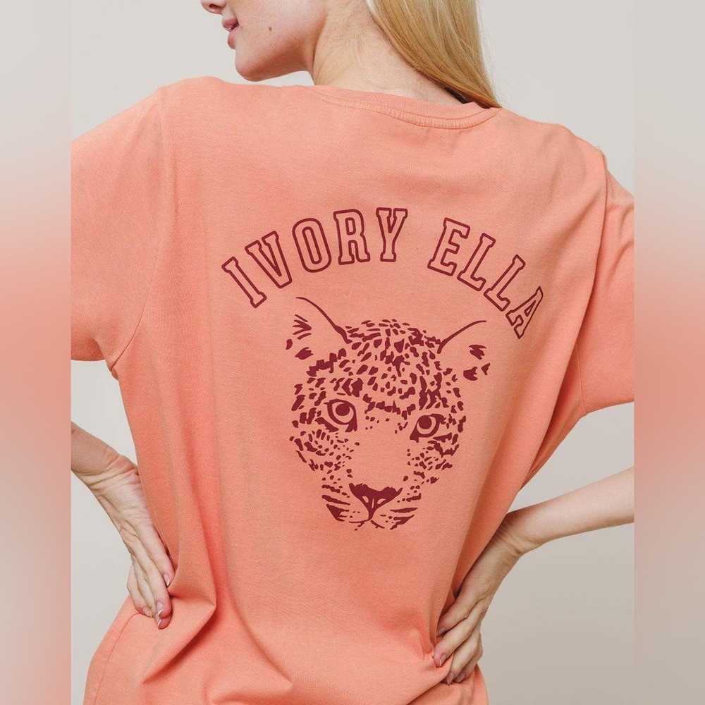 Ivory Ella Orange Ella Fit Leopard Short Sleeve Tee